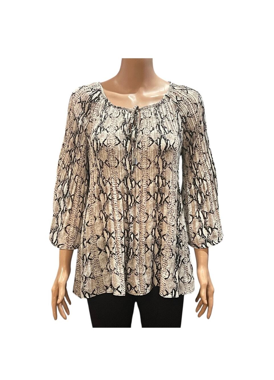 Spense Size Small Tie Front Blouse Animal Print